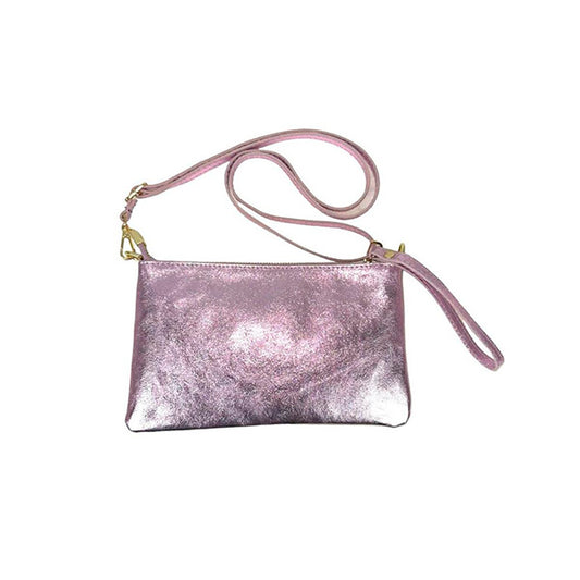 Bolso Bandolera Pequeño de Piel Metalizada para Mujer