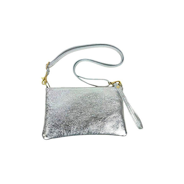 Bolso Bandolera Pequeño de Piel Metalizada para Mujer