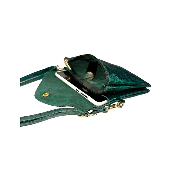 Bolso Bandolera Pequeño de Piel Metalizada Italiana
