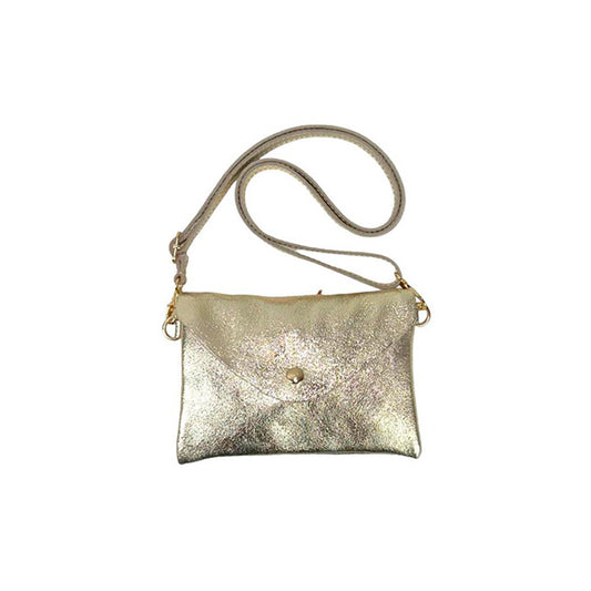 Bolso Bandolera Pequeño de Piel Metalizada Italiana