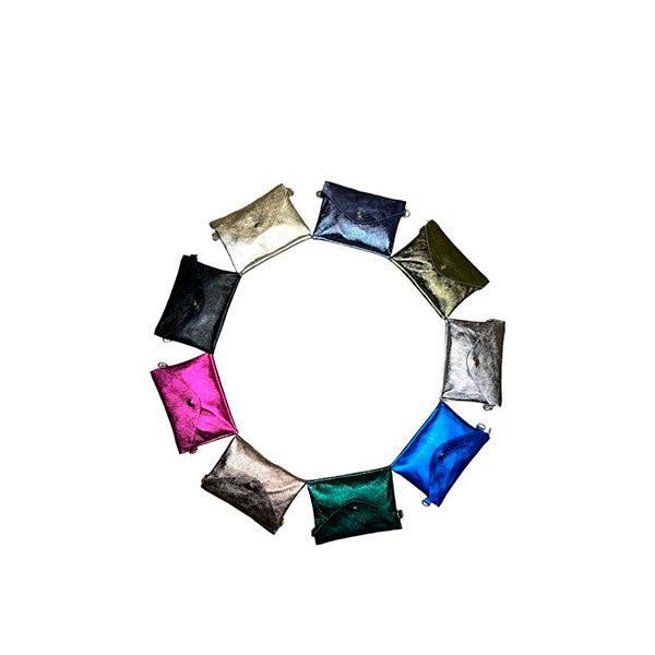 Bolso Bandolera Pequeño de Piel Metalizada Italiana