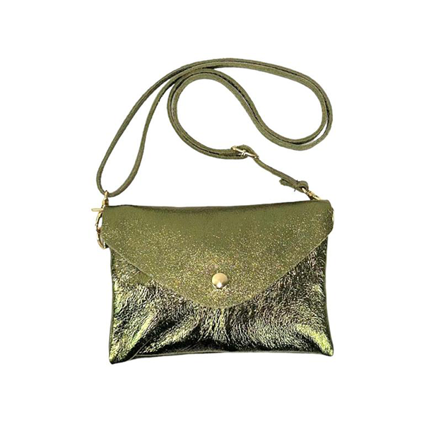 Bolso Bandolera Pequeño de Piel Metalizada Italiana