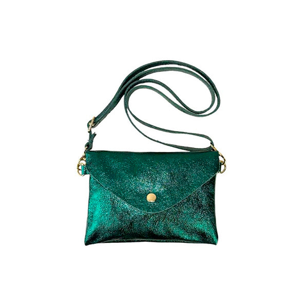 Bolso Bandolera Pequeño de Piel Metalizada Italiana