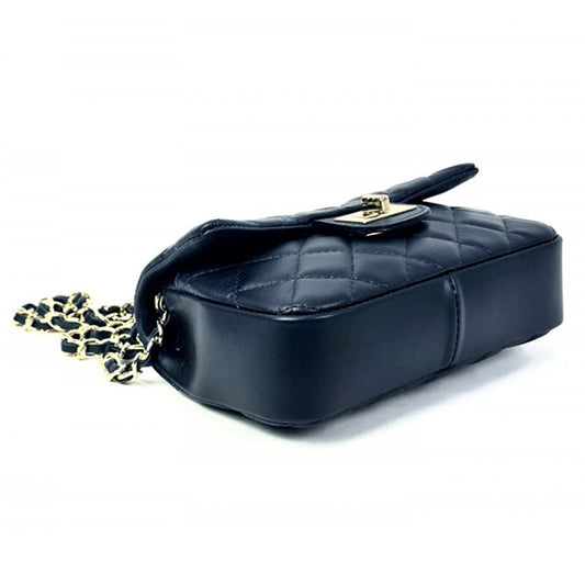 Bolso Bandolera Acolchada de Piel con Solapa y Broche