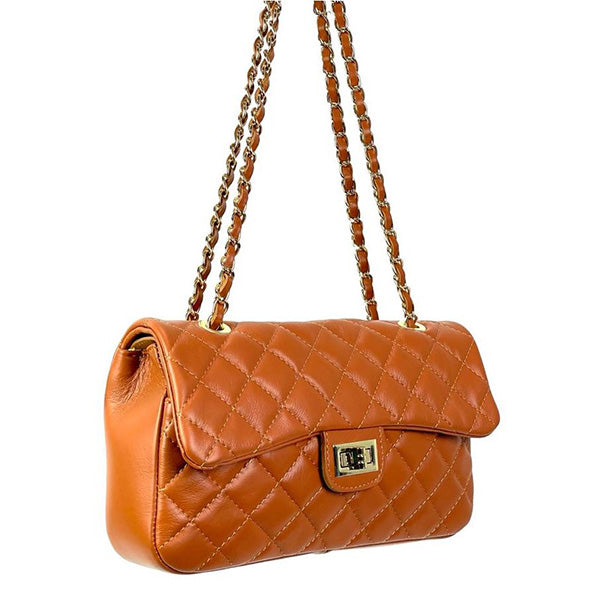 Bolso Bandolera Acolchada de Piel con Solapa y Broche