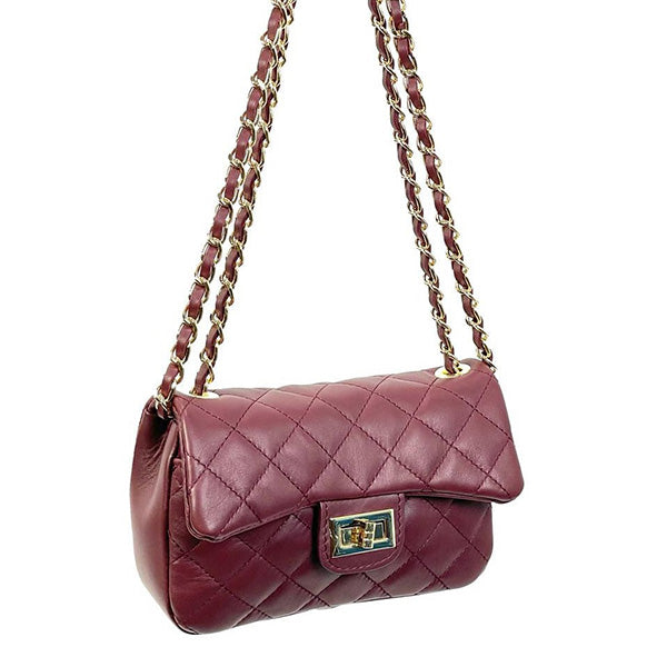 Bolso Bandolera Acolchada de Piel con Solapa y Broche