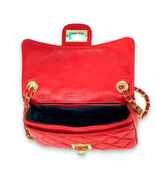 Bolso Bandolera Acolchada de Piel con Solapa y Broche