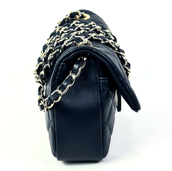 Bolso Bandolera Acolchada de Piel con Solapa y Broche
