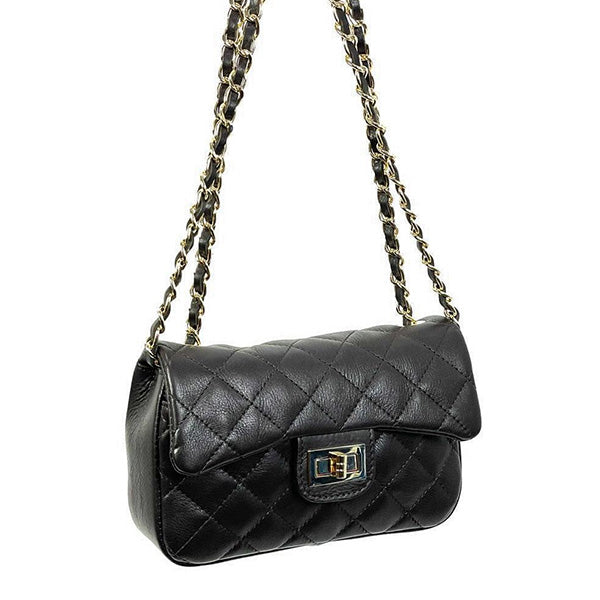 Bolso Bandolera Acolchada de Piel con Solapa y Broche