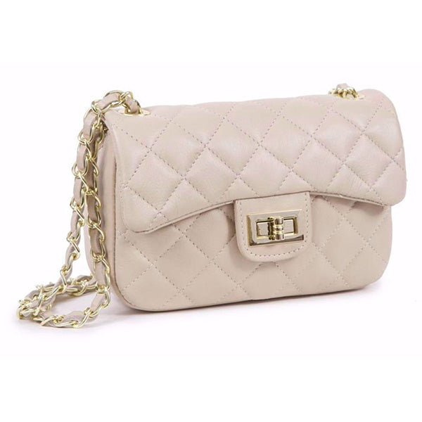 Bolso Bandolera Acolchada de Piel con Solapa y Broche