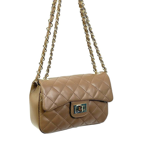 Bolso Bandolera Acolchada de Piel con Solapa y Broche