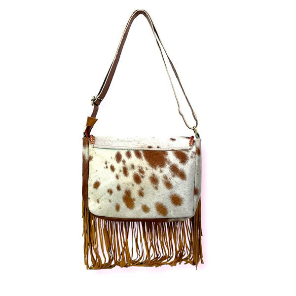Bolso Bandolera Boho de Piel Artesanal con Flecos