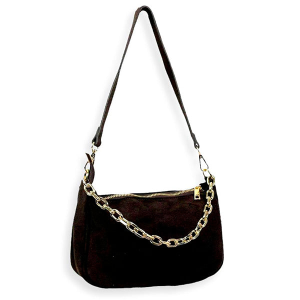 Bolso Bandolera de Ante con Cadena Corta