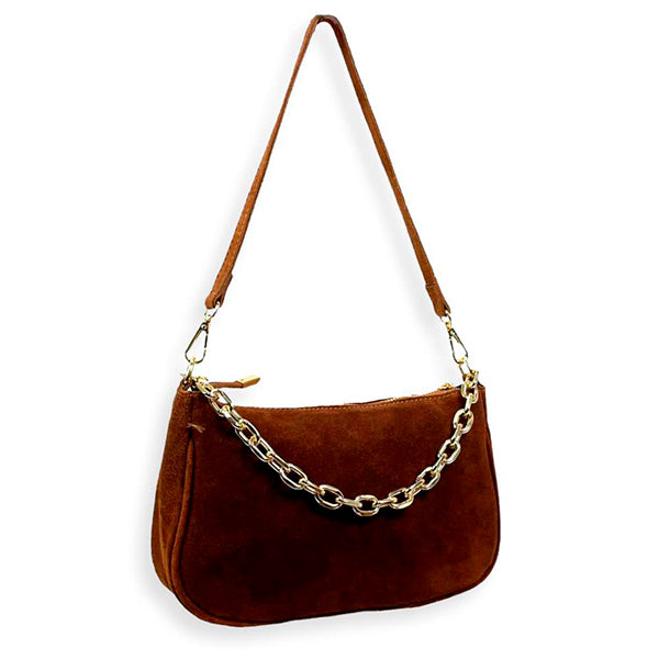 Bolso Bandolera de Ante con Cadena Corta