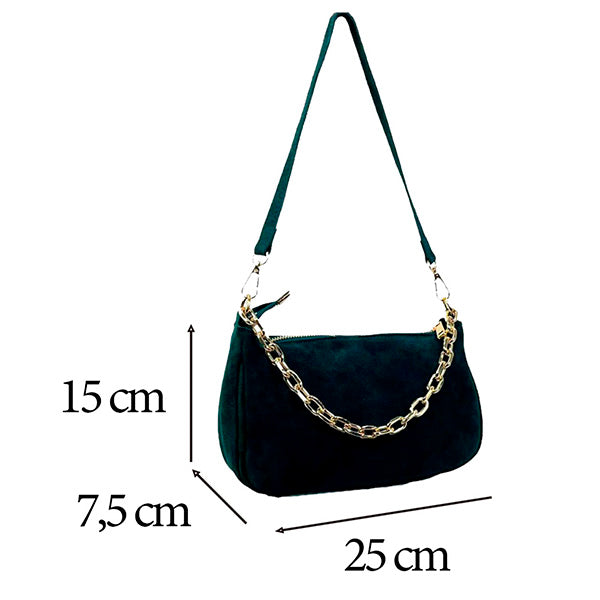 Bolso Bandolera de Ante con Cadena Corta