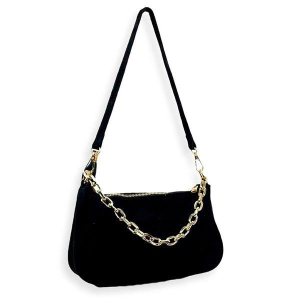 Bolso Bandolera de Ante con Cadena Corta