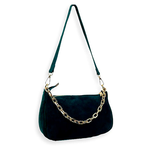 Bolso Bandolera de Ante con Cadena Corta