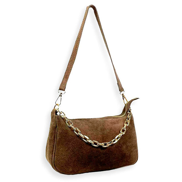 Bolso Bandolera de Ante con Cadena Corta