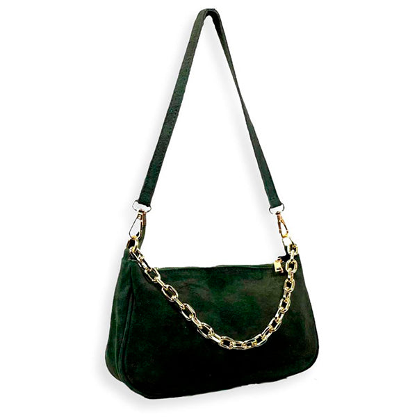 Bolso Bandolera de Ante con Cadena Corta