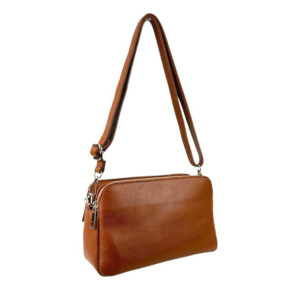 Bolso Bandolera de Piel con Varios Compartimentos para Mujer