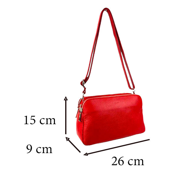 Bolso Bandolera de Piel con Varios Compartimentos para Mujer