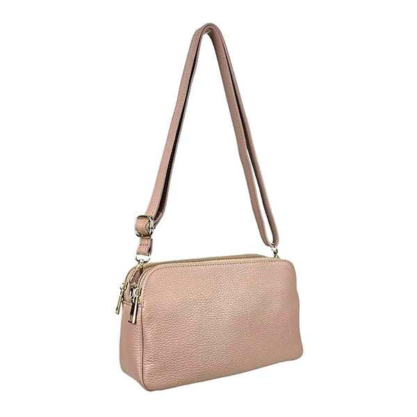 Bolso Bandolera de Piel con Varios Compartimentos para Mujer