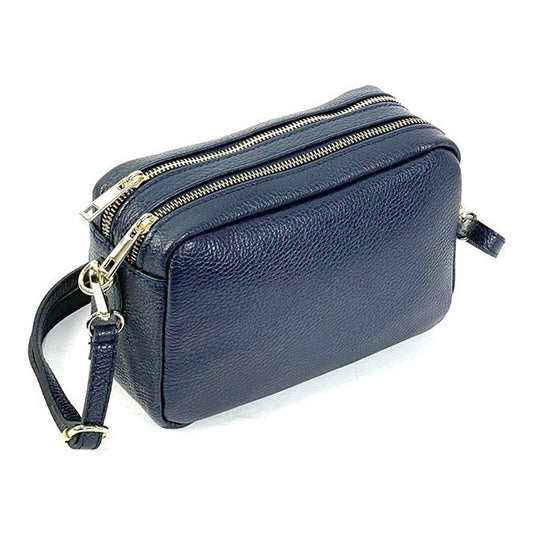 Bolso Bandolera de Piel de Grano con Varios Compartimentos