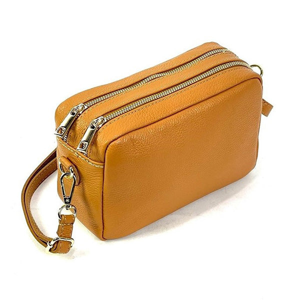 Bolso Bandolera de Piel de Grano con Varios Compartimentos