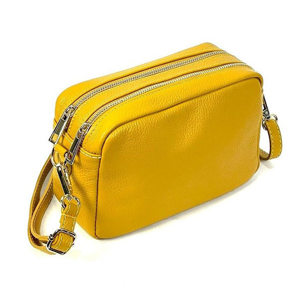 Bolso Bandolera de Piel de Grano con Varios Compartimentos