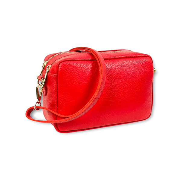 Bolso Bandolera de Piel de Grano con Varios Compartimentos