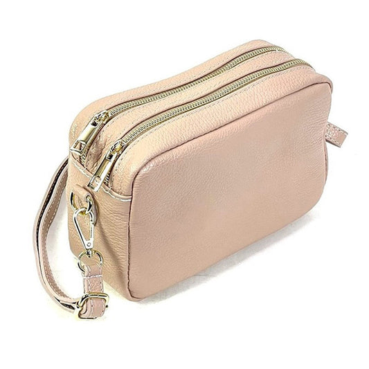 Bolso Bandolera de Piel de Grano con Varios Compartimentos