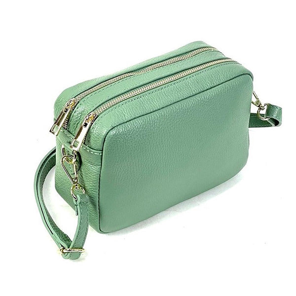 Bolso Bandolera de Piel de Grano con Varios Compartimentos