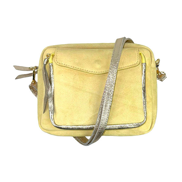 Bolso Bandolera de Piel Italiana con Detalles Metalizados