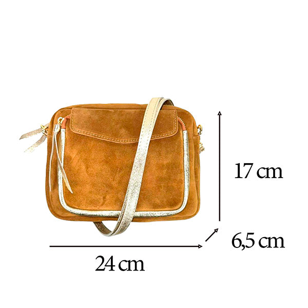 Bolso Bandolera de Piel Italiana con Detalles Metalizados