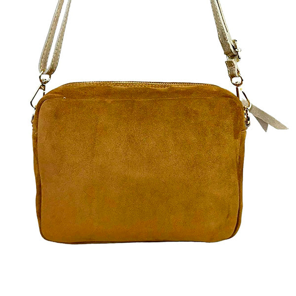 Bolso Bandolera de Piel Italiana con Detalles Metalizados