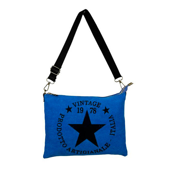 Bolso Bandolera Pequeño de Lona con Asas de Piel