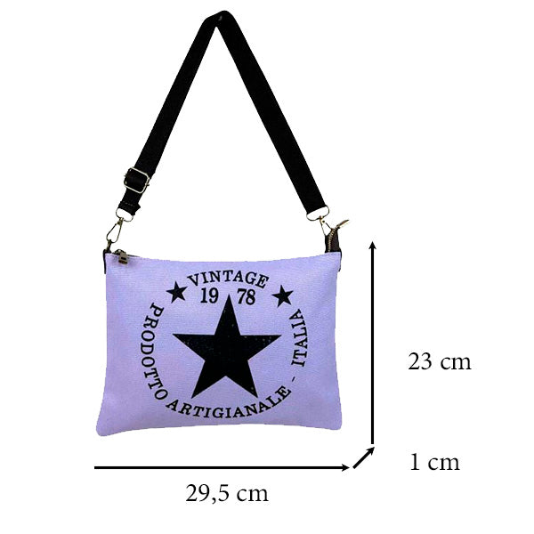 Bolso Bandolera Pequeño de Lona con Asas de Piel