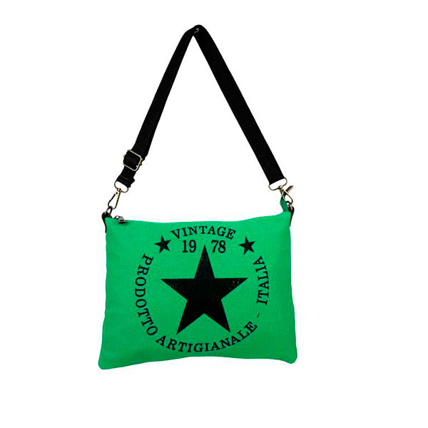 Bolso Bandolera Pequeño de Lona con Asas de Piel