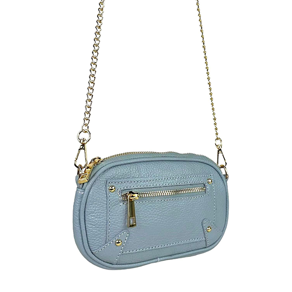 Bolso Bandolera Piel Pequeño con Cadena Dorada Larga