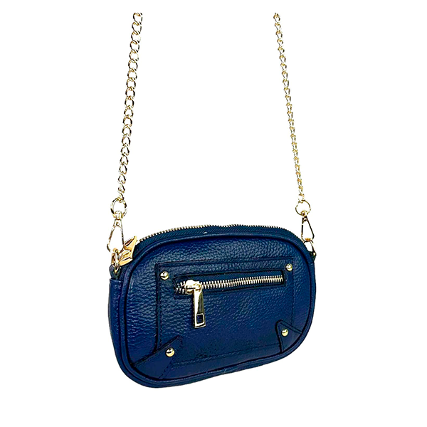 Bolso Bandolera Piel Pequeño con Cadena Dorada Larga