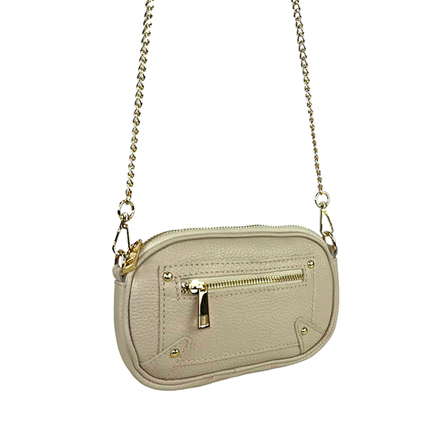 Bolso Bandolera Piel Pequeño con Cadena Dorada Larga