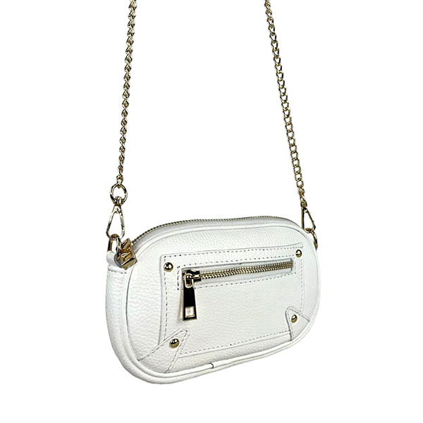 Bolso Bandolera Piel Pequeño con Cadena Dorada Larga