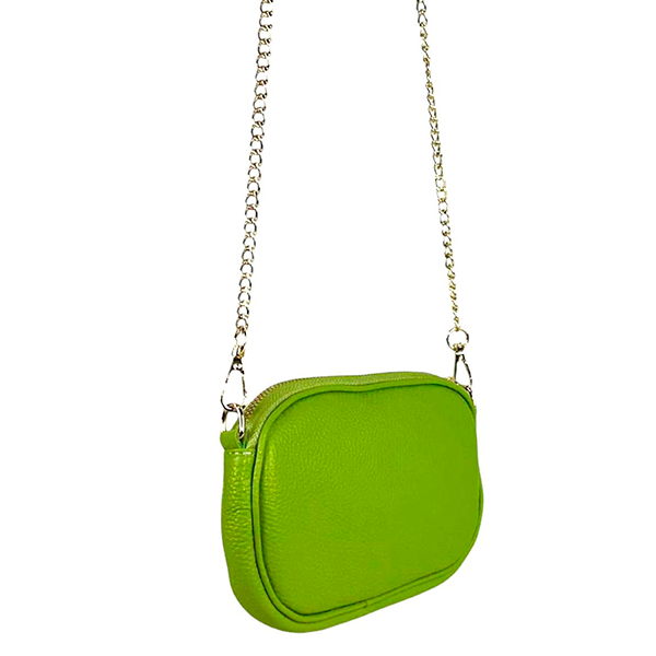 Bolso Bandolera Piel Pequeño con Cadena Dorada Larga