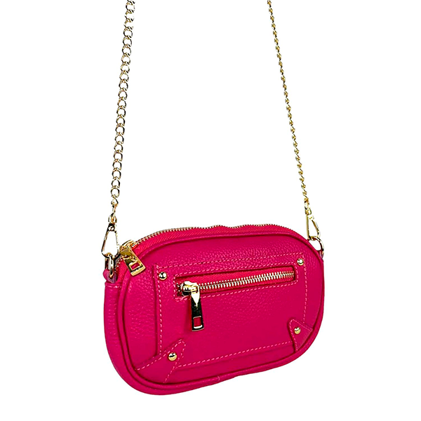 Bolso Bandolera Piel Pequeño con Cadena Dorada Larga