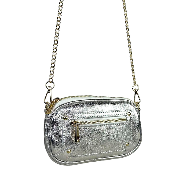 Bolso Bandolera Piel Pequeño con Cadena Dorada Larga