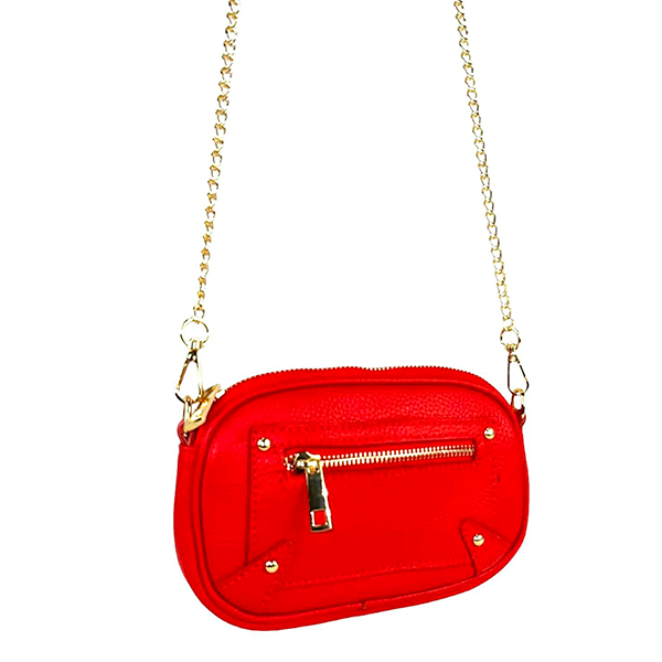 Bolso Bandolera Piel Pequeño con Cadena Dorada Larga