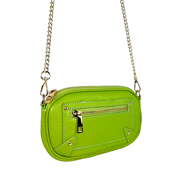 Bolso Bandolera Piel Pequeño con Cadena Dorada Larga