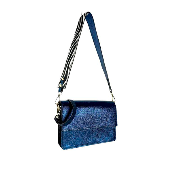 Bolso Bandolera Piel Metalizada con Compartimentos