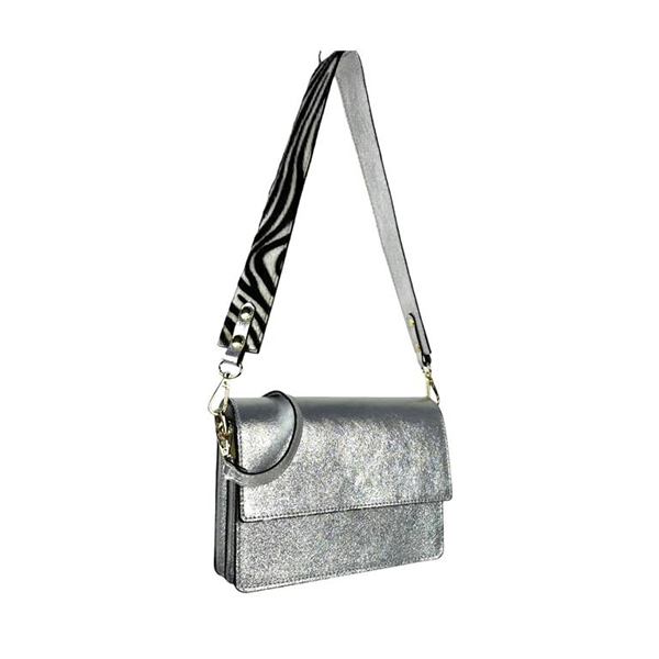 Bolso Bandolera Piel Metalizada con Compartimentos