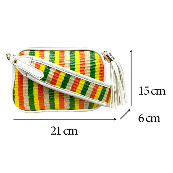 Bandolera con Borla y Estampado de Rayas